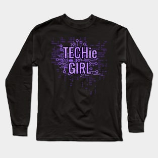 TECHie GIRL Purple cyber matrix circuit Long Sleeve T-Shirt